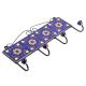 Navy Blue Yellow Floral Tiles Hooks 